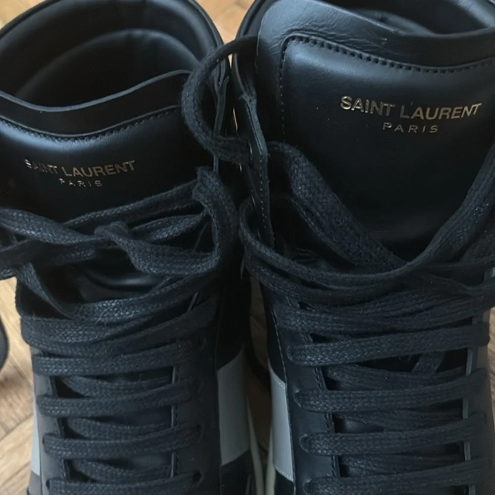 Saint Laurent Black and Gray High-Top Sneakers - Picture 6 of 14